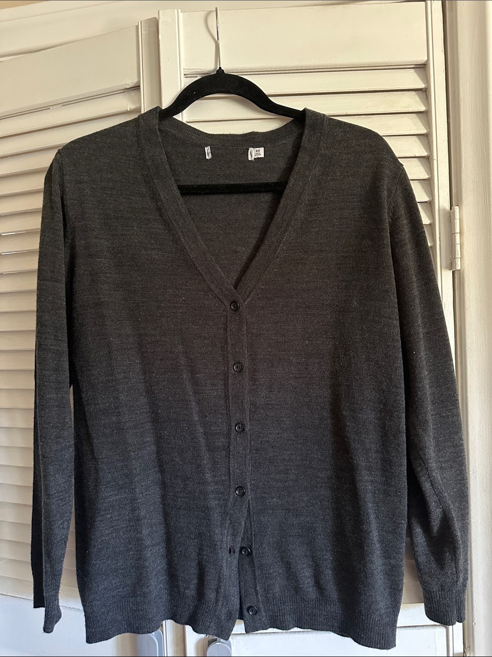 Dark Gray V-Neck Button Cardigan Sweater